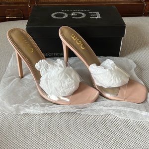 EGO SHOES NUDE/CLEAR HEELS
